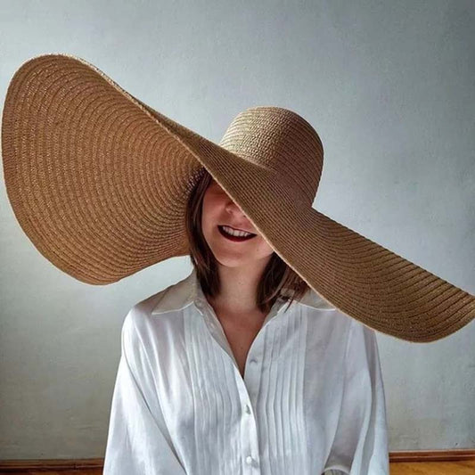 Seaside Beach Sun Hat Oversized Straw Hat - WOOLX