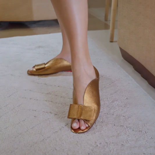 Women's Fish Mouth Bow Flat Sandals - WOOLX