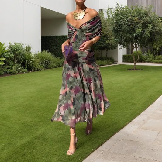 Multicolor Floral Print Midi Dress