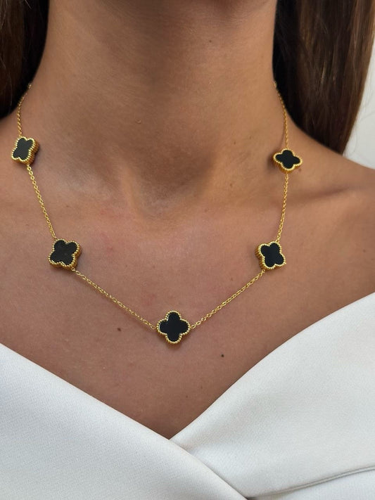 Gold Chain Four Leaf Clover Mother Of Pearl Necklace - WOOLX