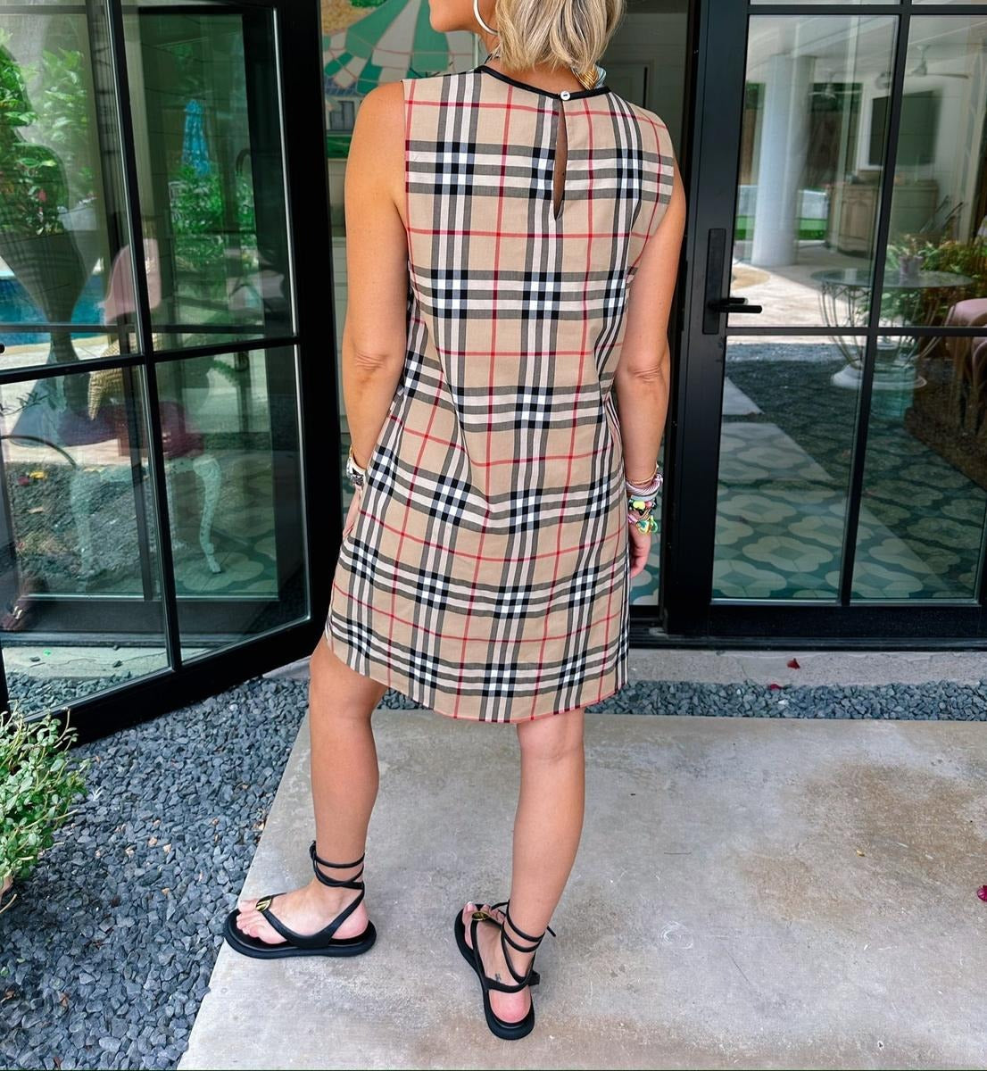 Trendy Plaid Print Sleeveless Mini Dress - WOOLX