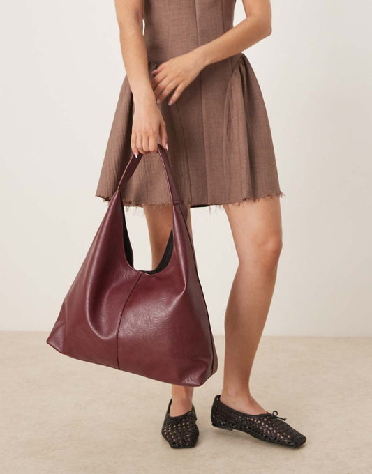 WOOLX DESIGN Large Scoop Tote Bag In Cherry Red - WOOLX