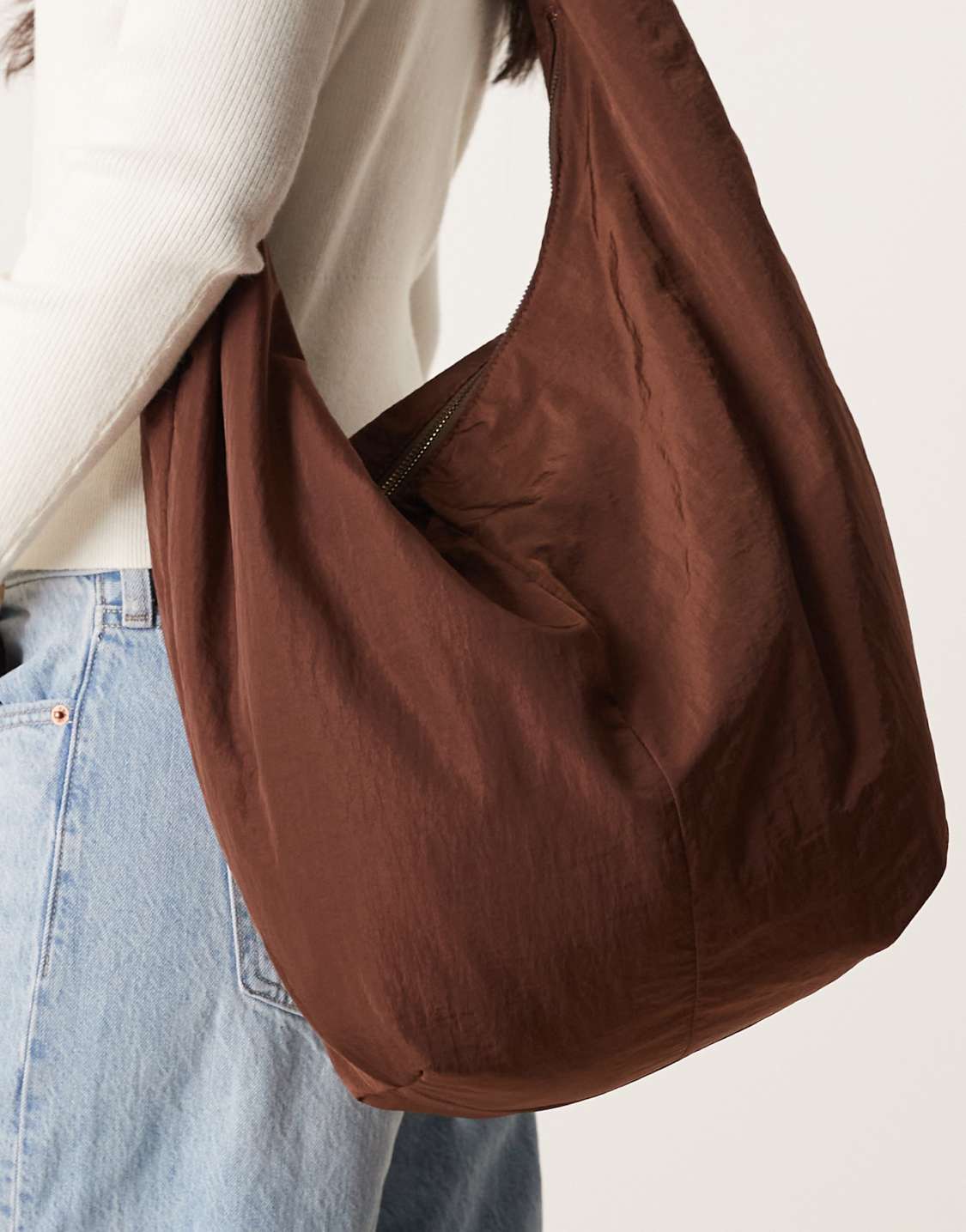 WOOLX DESIGN Large Slouchy Sling Tote Bag In Black - WOOLX