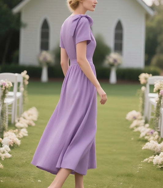 Lavender Short Sleeve Maxi Dress