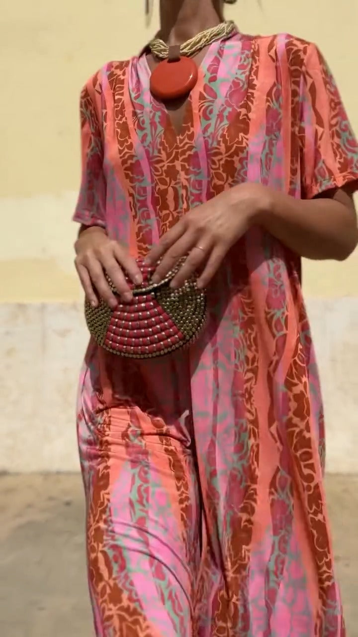 Sunset Print Flowy Midi Dress