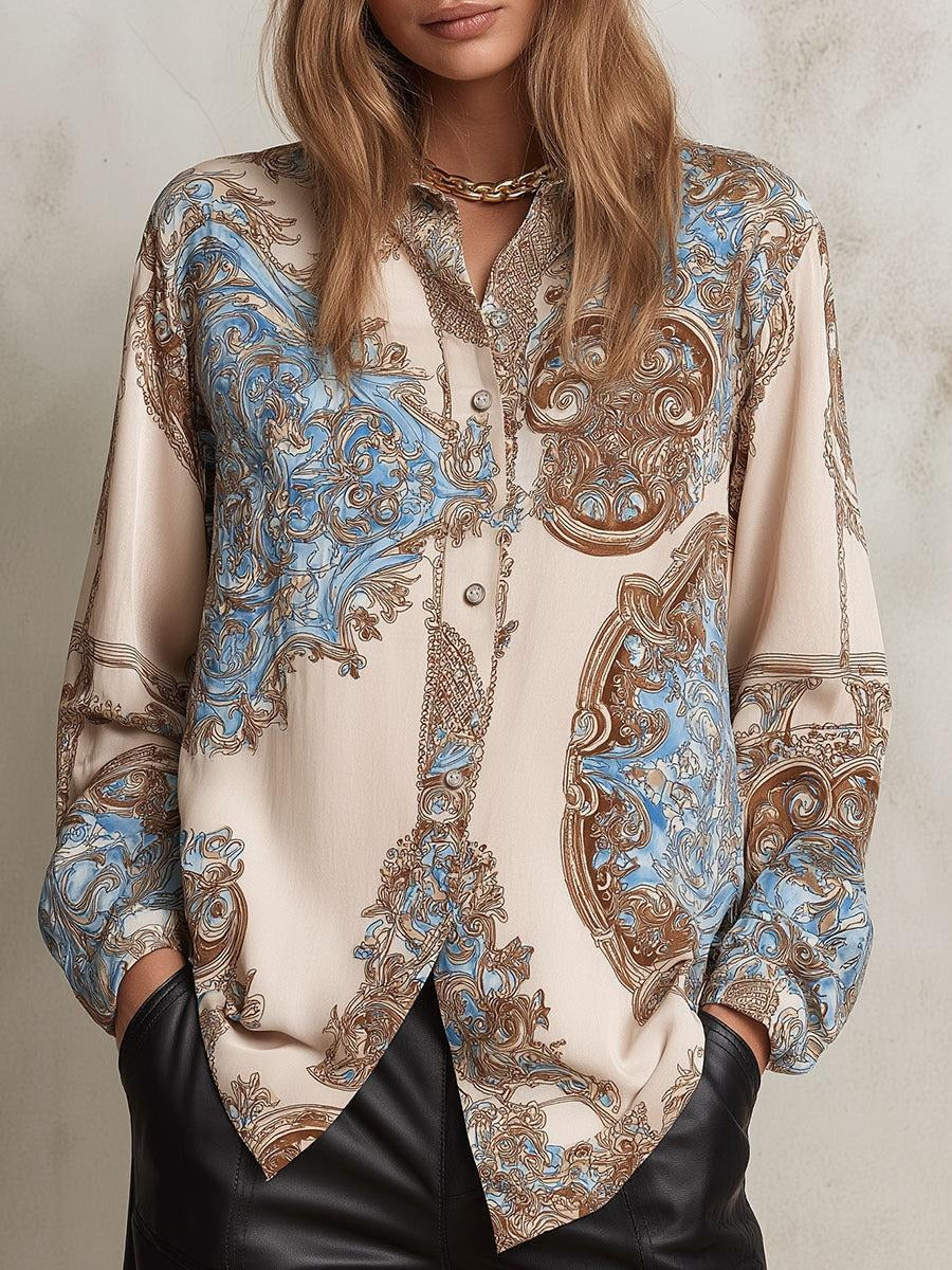 Elegant Beige Long Sleeve Shirt