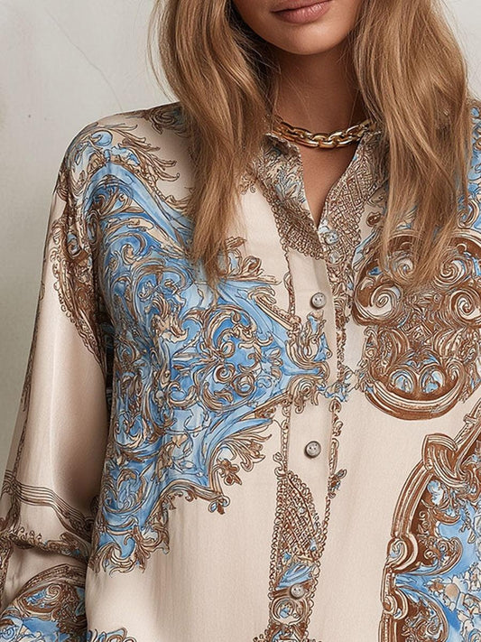 Elegant Beige Long Sleeve Shirt