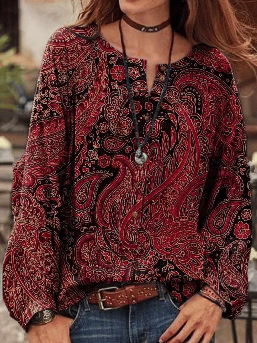 Showy Long Sleeve Red Top