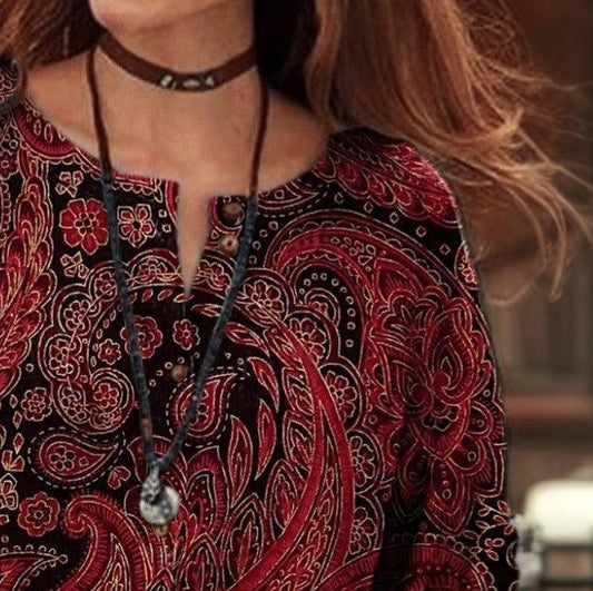 Showy Long Sleeve Red Top