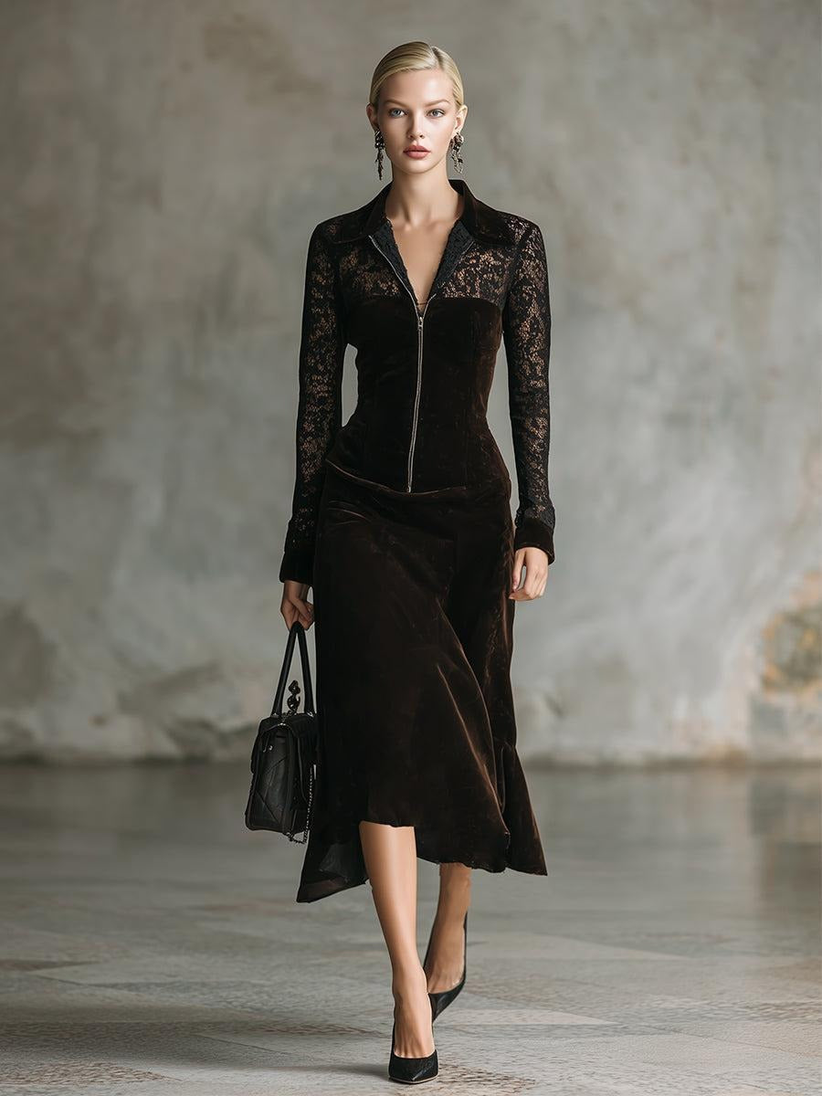 Basic Long Sleeve Plain Midi Dress