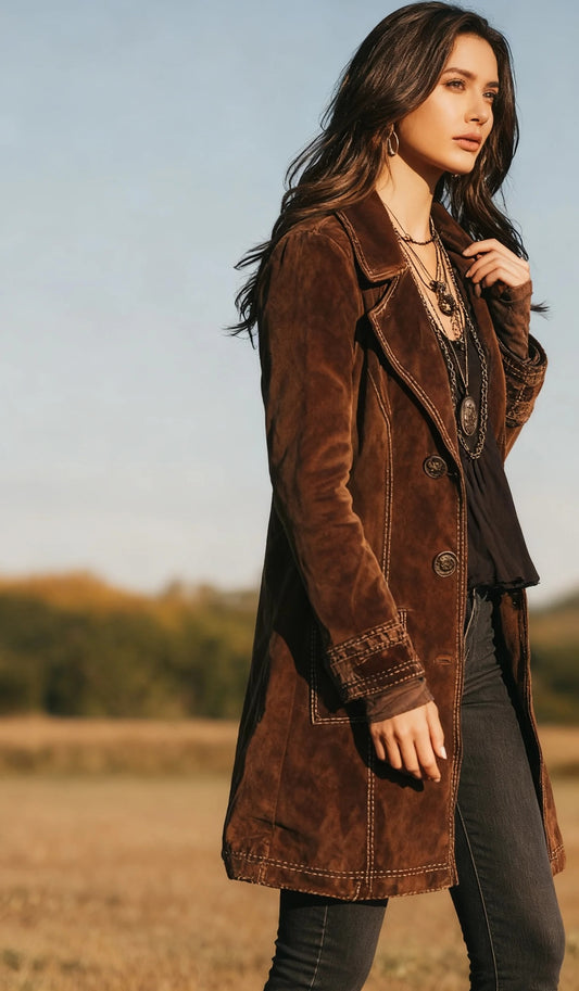 Brown Plain Long Sleeve Outerwear