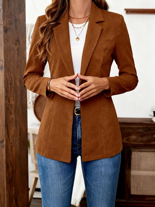 Retro Plain Long Sleeve Outerwear