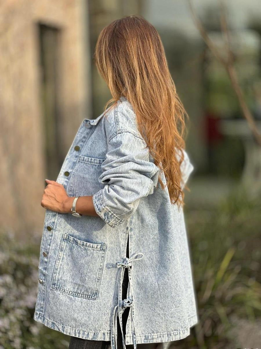 Blue Denim Long Sleeve Outerwear