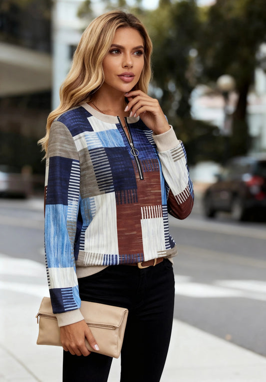 Modern Blue Long Sleeve Top