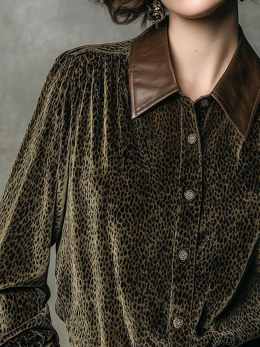 Elegant Long Sleeve Leopard Shirt