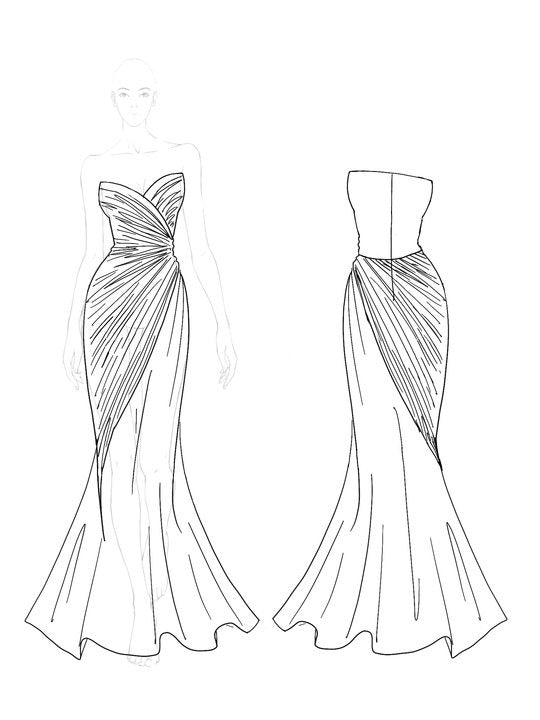 Formal Evening Black White Strapless Ruched Maxi Dress