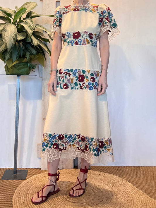 Elegant Flower Lace Patchwork Dress - WOOLX