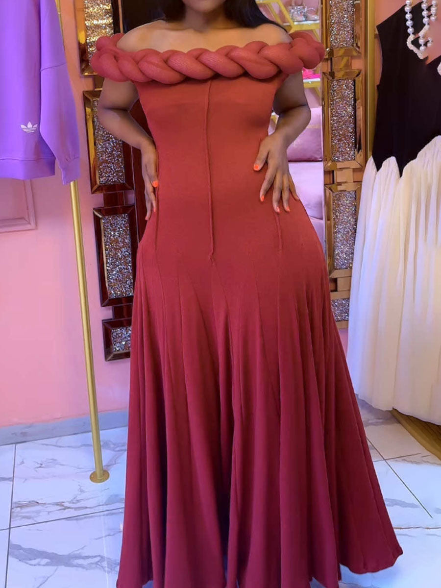 Elegant Off Shoulder Maxi Dress - WOOLX