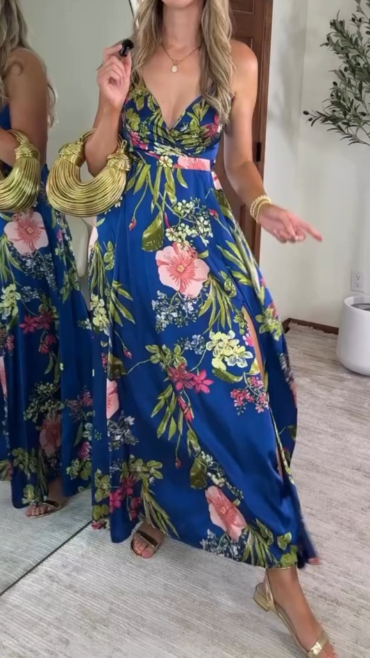 Enchanting Tropical Floral Maxi Dress - WOOLX