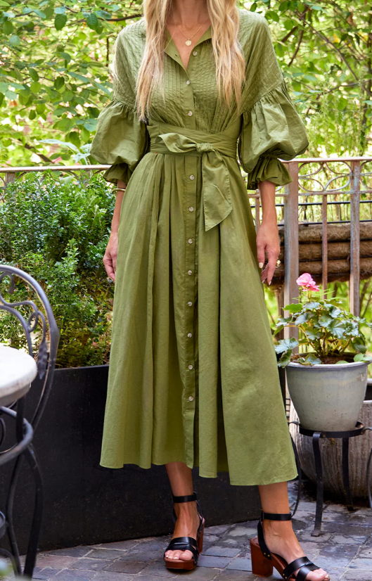 Classy Dress With Lantern Sleeves - WOOLX