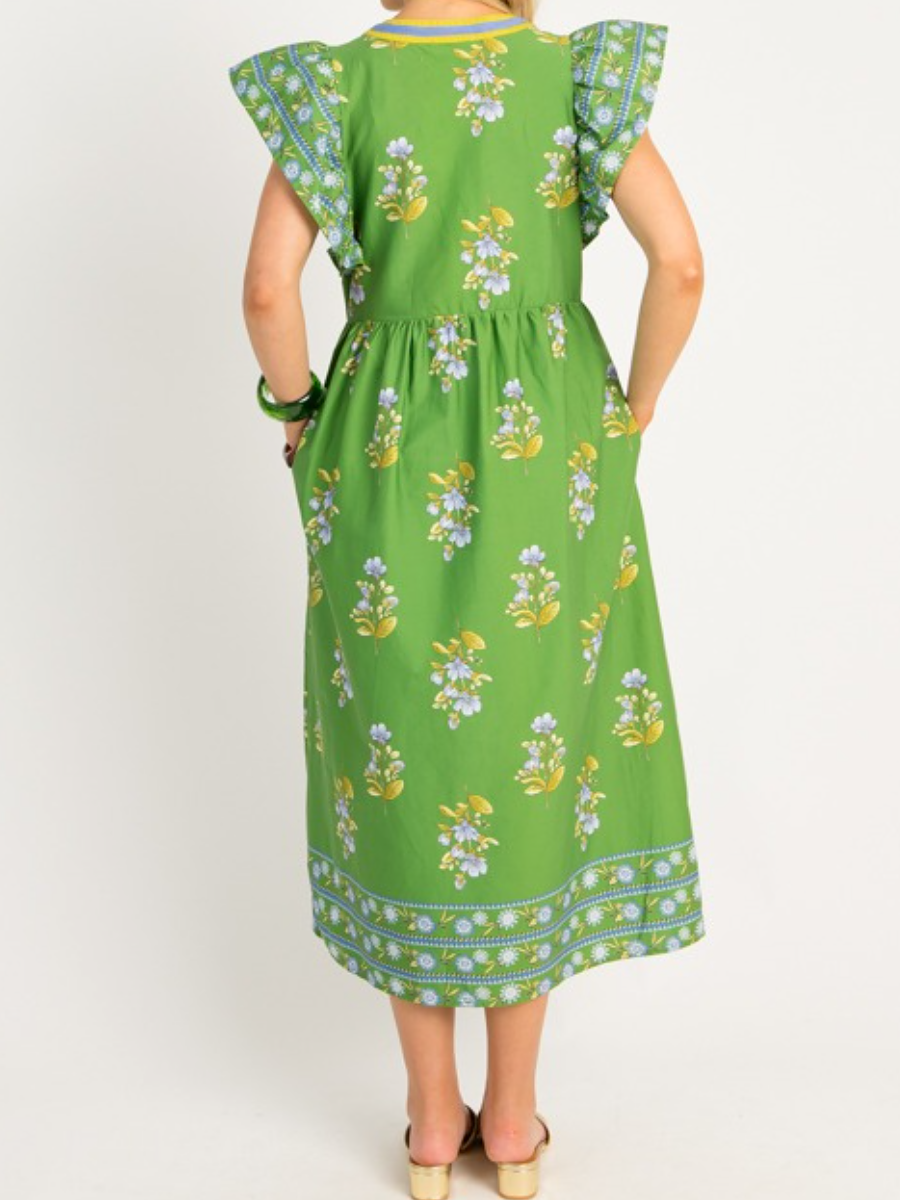 V-Neck Printed Dress - WOOLX