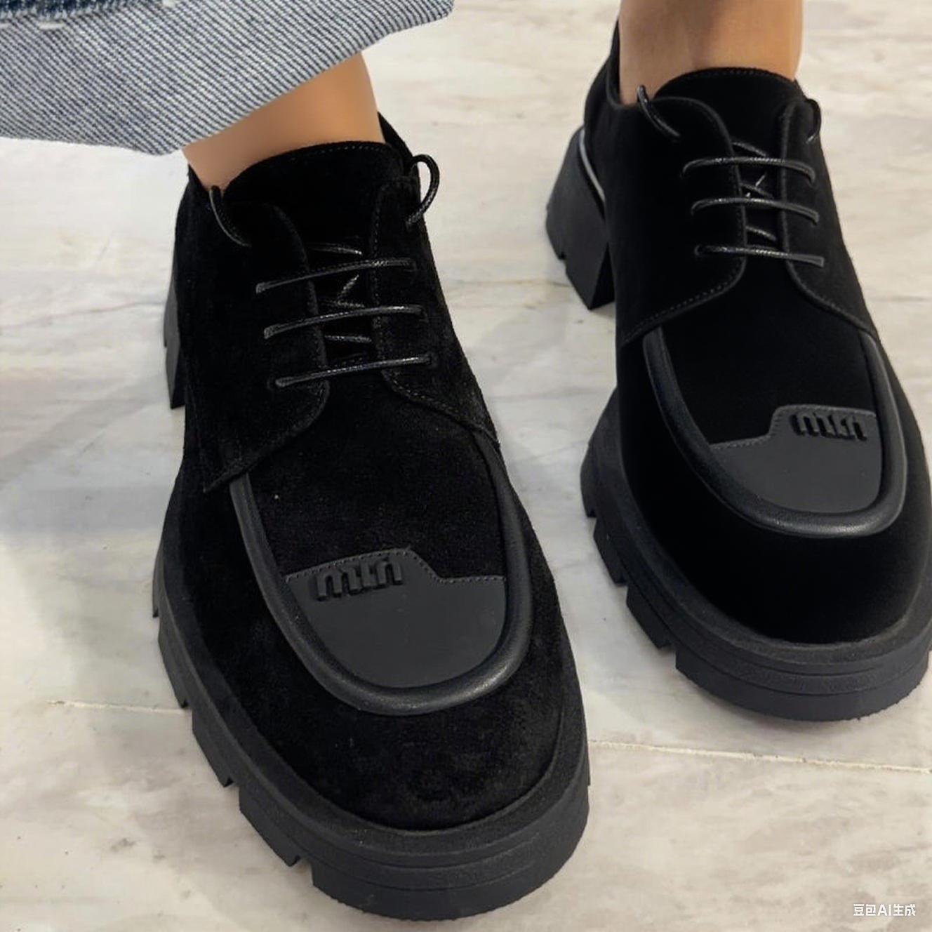 Round-toe Lace-up Platform Loafers - WOOLX