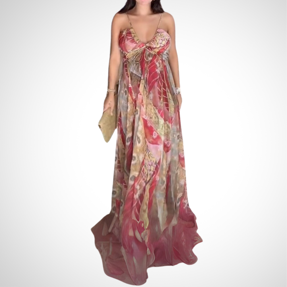 Bohemian Print Spaghetti Strap Maxi Dress - WOOLX