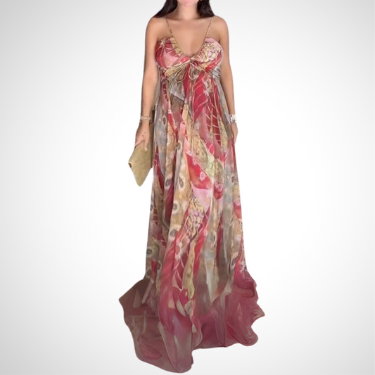 Bohemian Print Spaghetti Strap Maxi Dress - WOOLX