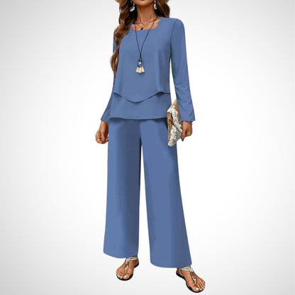 Blue Long Sleeve Two Piece Set - WOOLX