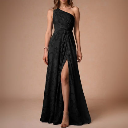 Black One Shoulder Maxi Dress - WOOLX