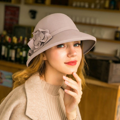 three-dimensional flower wool woolen hat - WOOLX