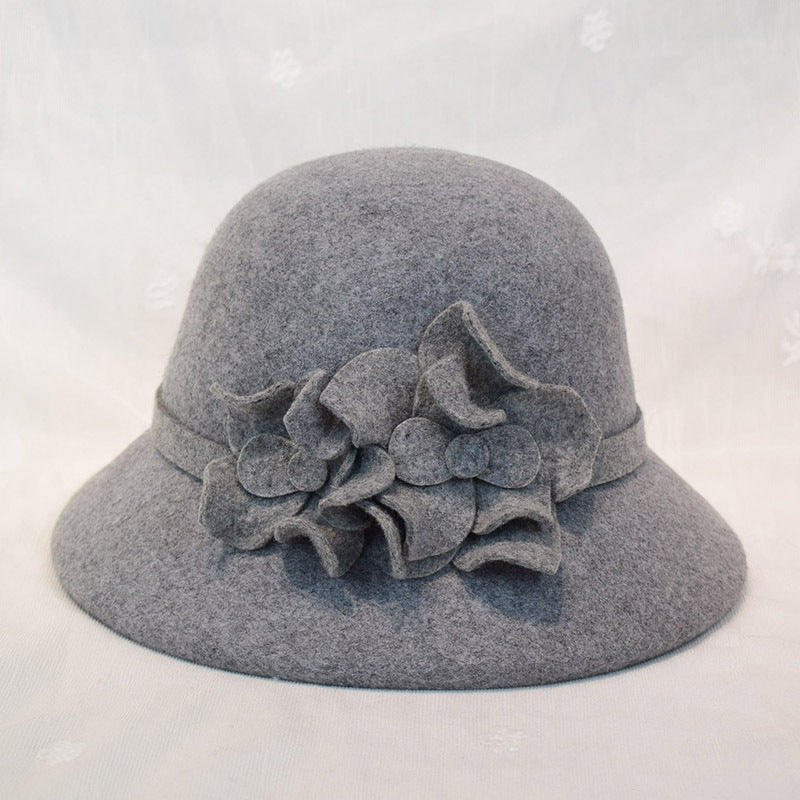 three-dimensional flower wool woolen hat - WOOLX
