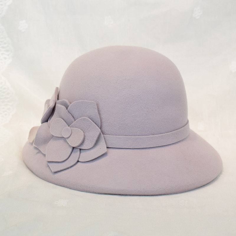 three-dimensional flower wool woolen hat - WOOLX