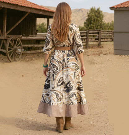 Western Vintage Floral Print Dress