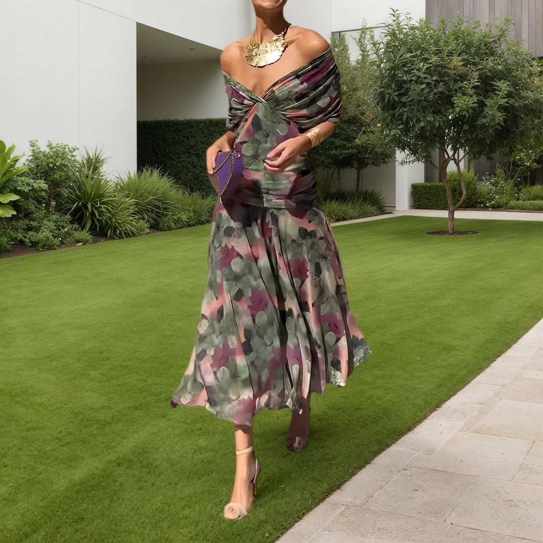 Multicolor Floral Print Midi Dress