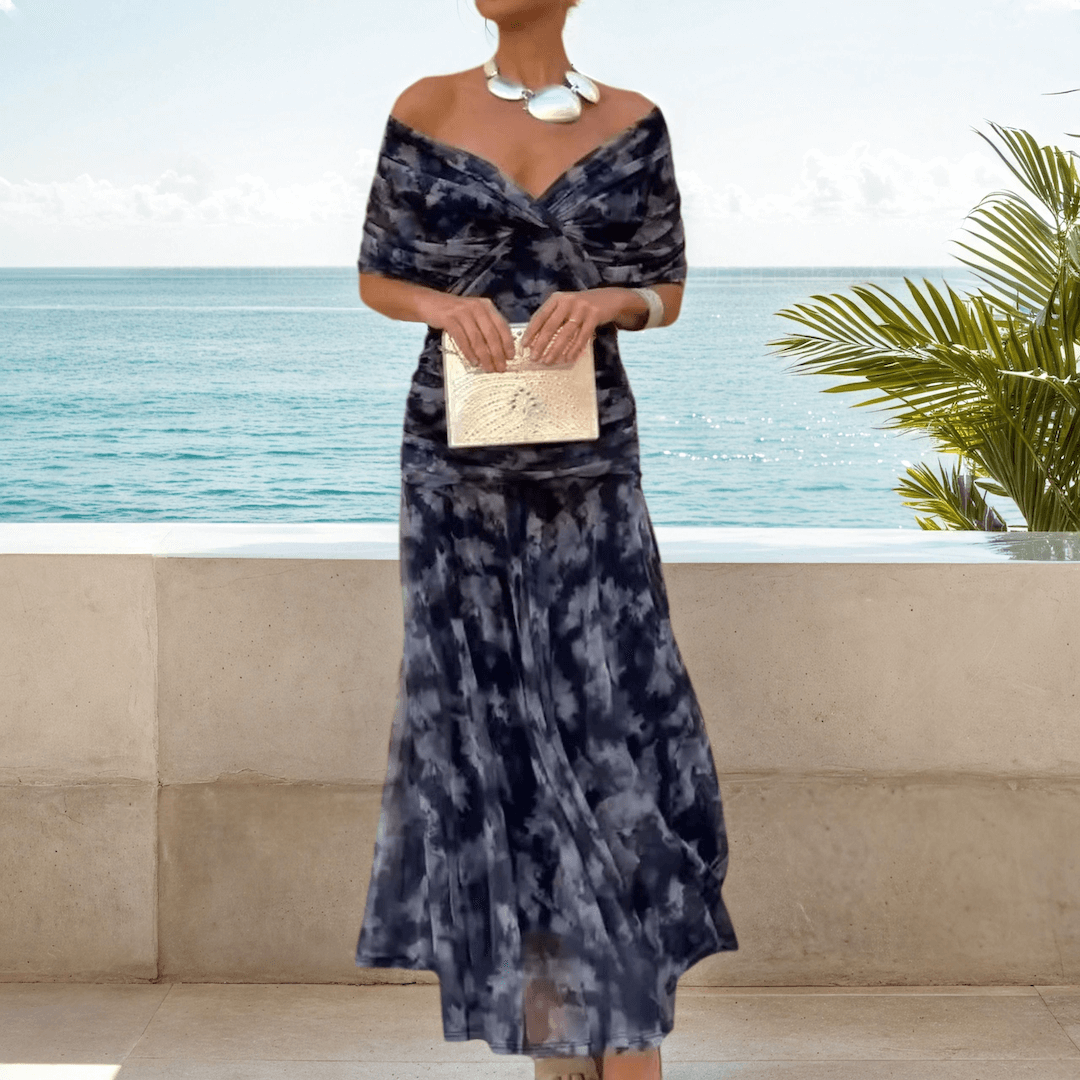 Navy Blue Tie Dye  Maxi Dress