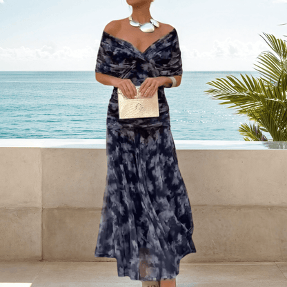 Navy Blue Tie Dye  Maxi Dress
