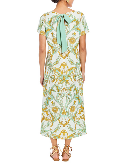 Adria Convertible Stretch Crepe Bow Tie Detail Midi Dress - WOOLX