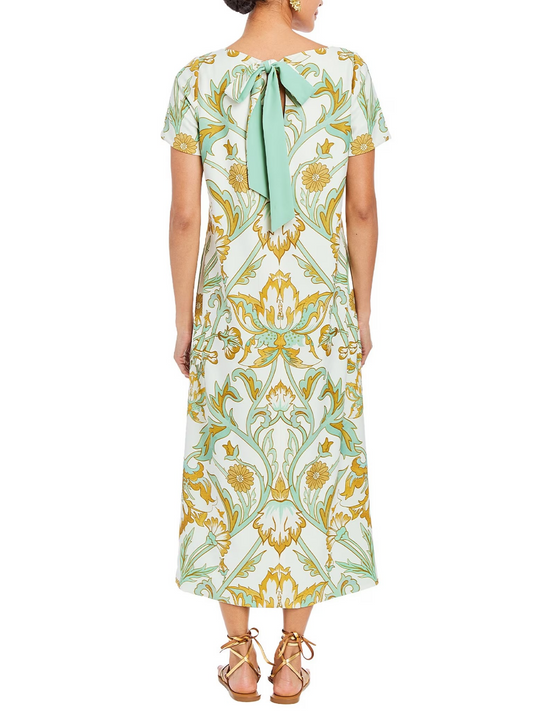 Adria Convertible Stretch Crepe Bow Tie Detail Midi Dress - WOOLX