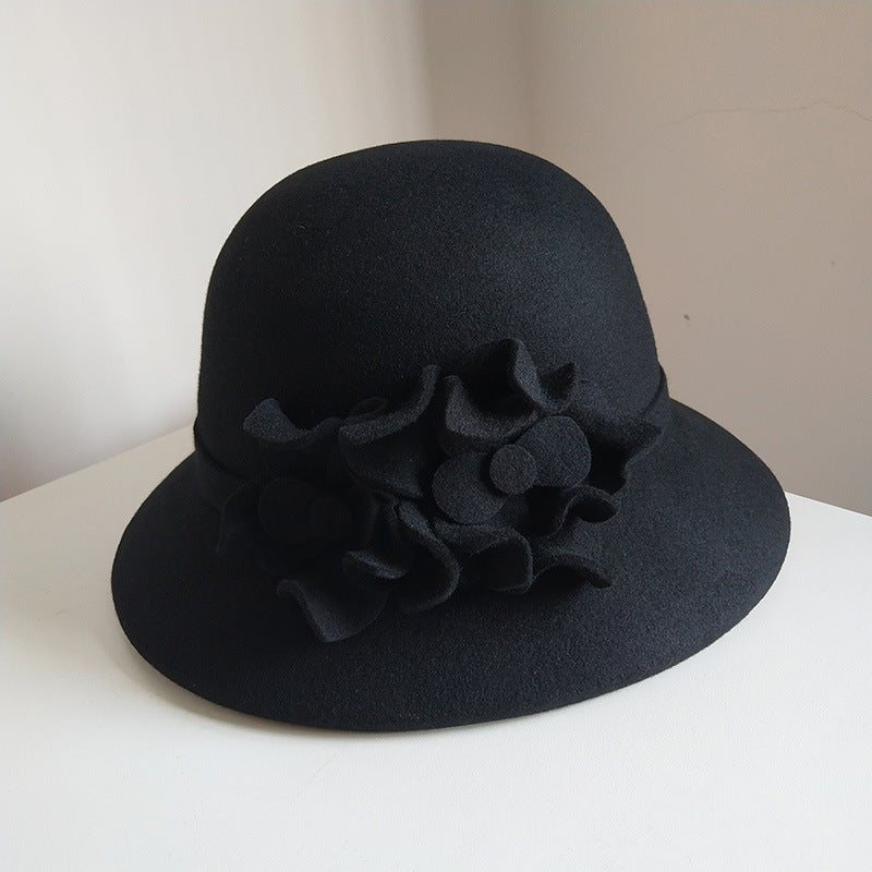 three-dimensional flower wool woolen hat - WOOLX