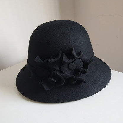 three-dimensional flower wool woolen hat - WOOLX