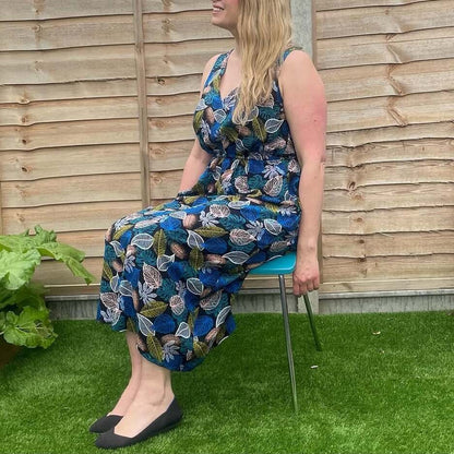 Blue Leaf - Printed Sleeveless Maxi Dress - WOOLX