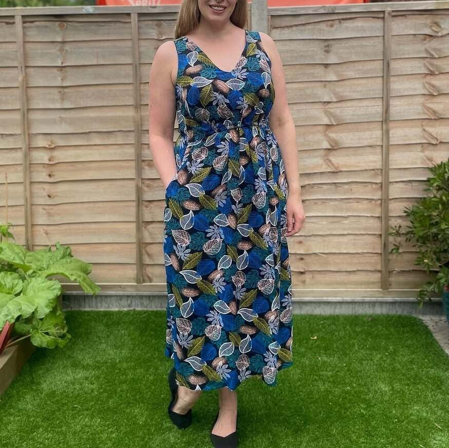 Blue Leaf - Printed Sleeveless Maxi Dress - WOOLX