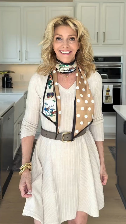 Beige Knit V - Neck Dress - WOOLX