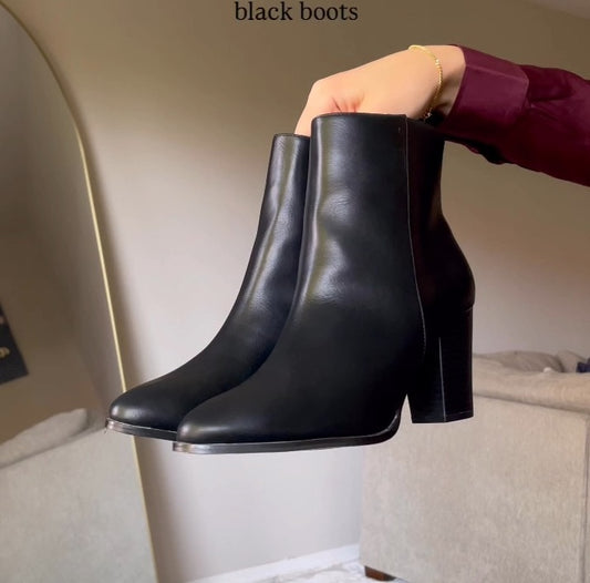 Black High - Heeled Ankle Boots - WOOLX