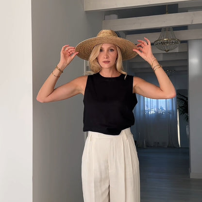 Oversized Wide Brim Straw Sun Hat – Chic Summer Vacation Style - WOOLX