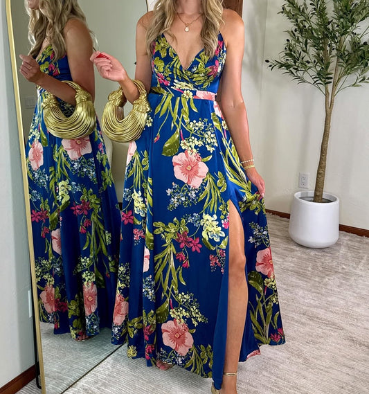 Enchanting Tropical Floral Maxi Dress - WOOLX