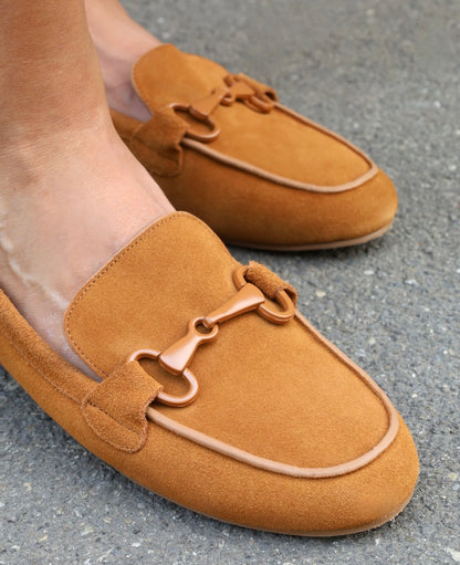 Chic Camel - colored Suede Horsebit Loafers - WOOLX