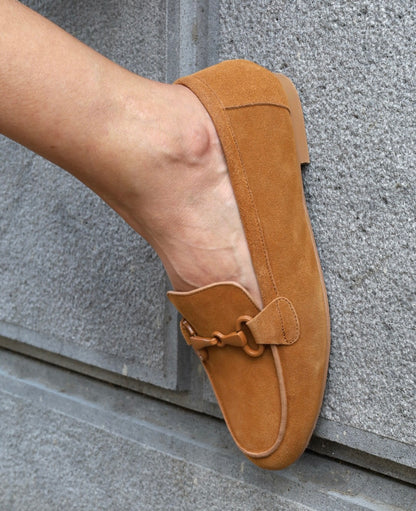 Chic Camel - colored Suede Horsebit Loafers - WOOLX