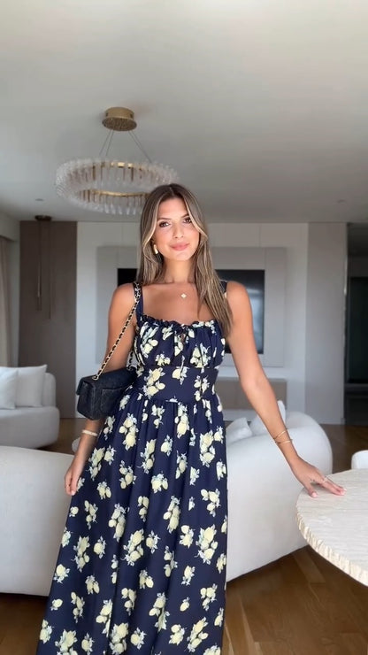 Enchanting Navy Floral Maxi Dress - WOOLX